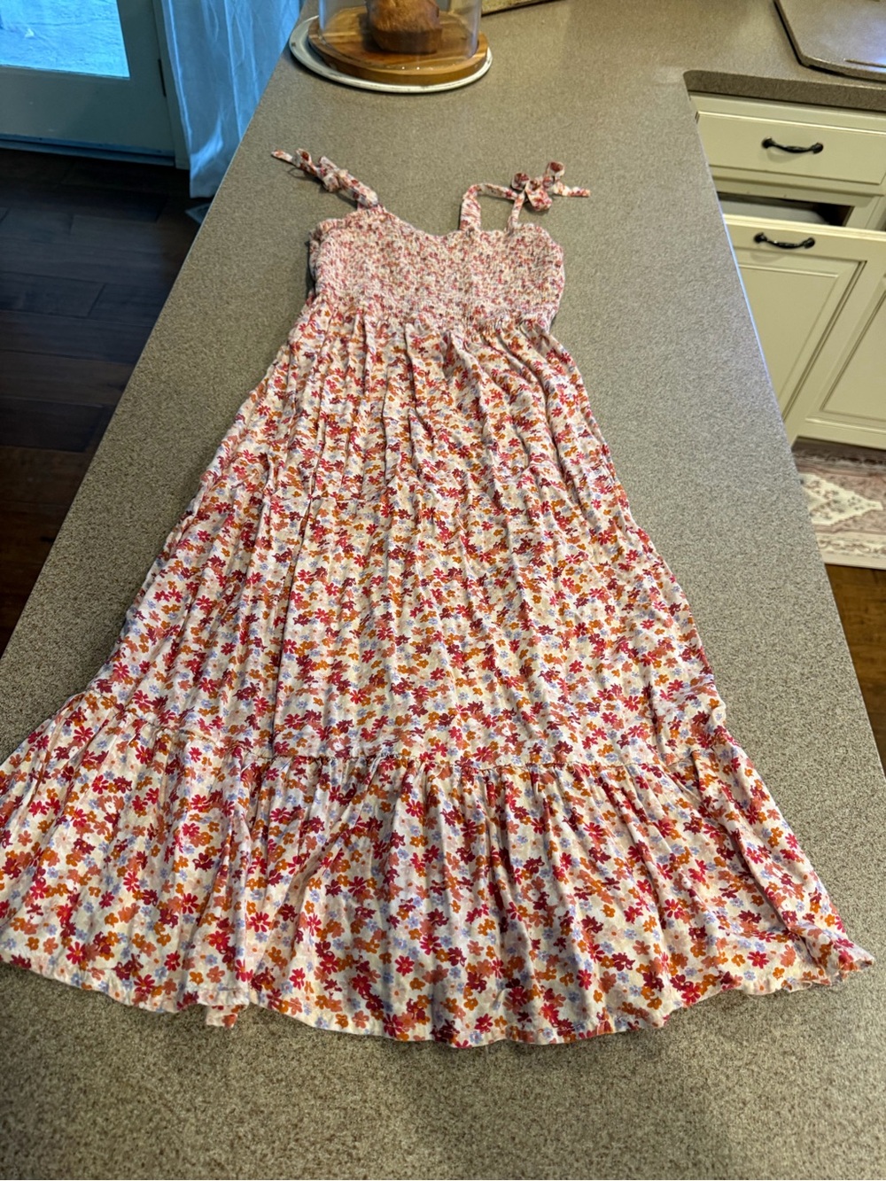 Jessica Simpson Pink Floral Tie-Shoulder Maxi Dress
